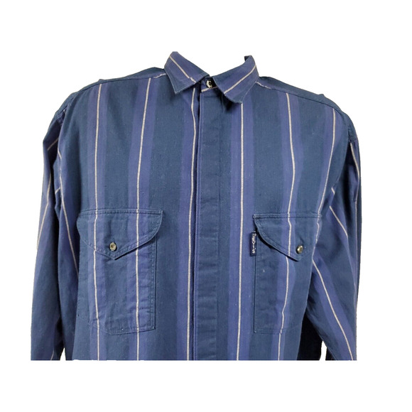 LEVIS MENS VINTAGE 80S DIAMOND LABEL BUTTON UP LONG SLEEVE SHIRT BLUE SIZE L - Picture 10 of 13